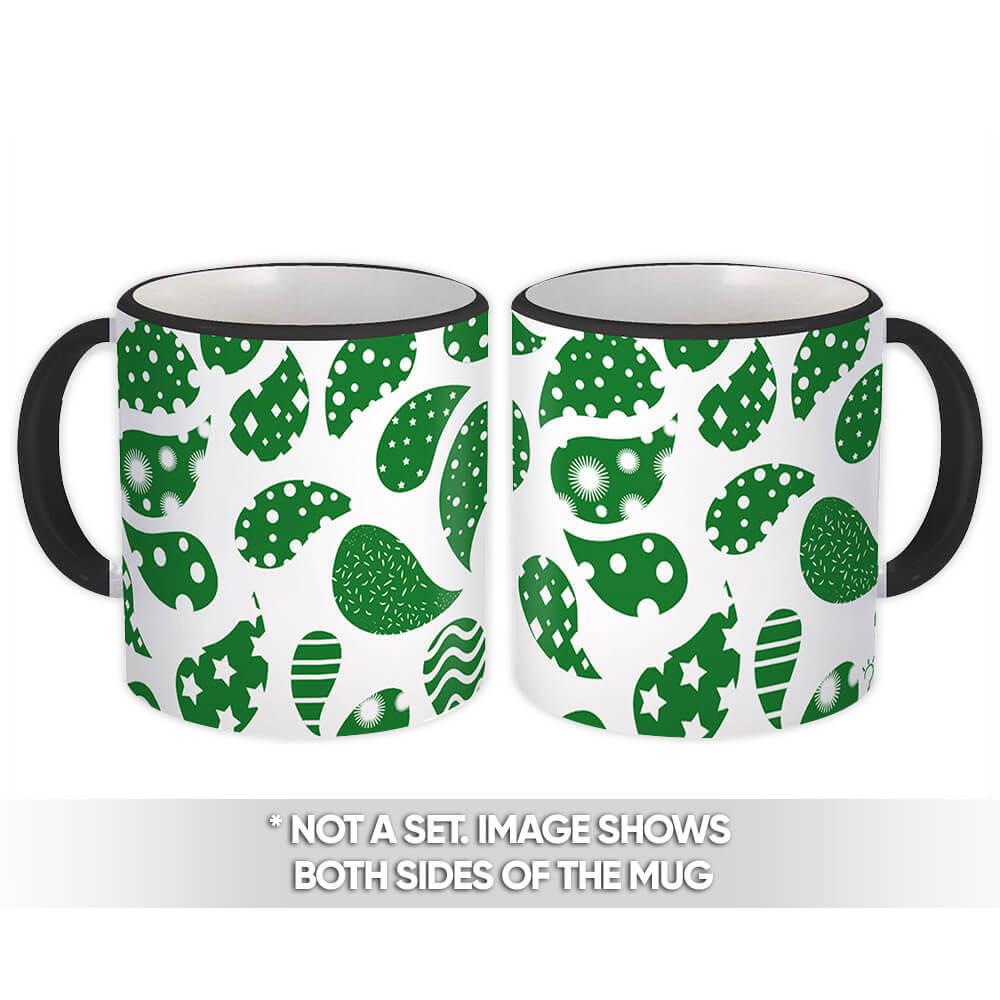 Gift Mug : Green Paisley Pattern Abstract Scandinavian Decoration