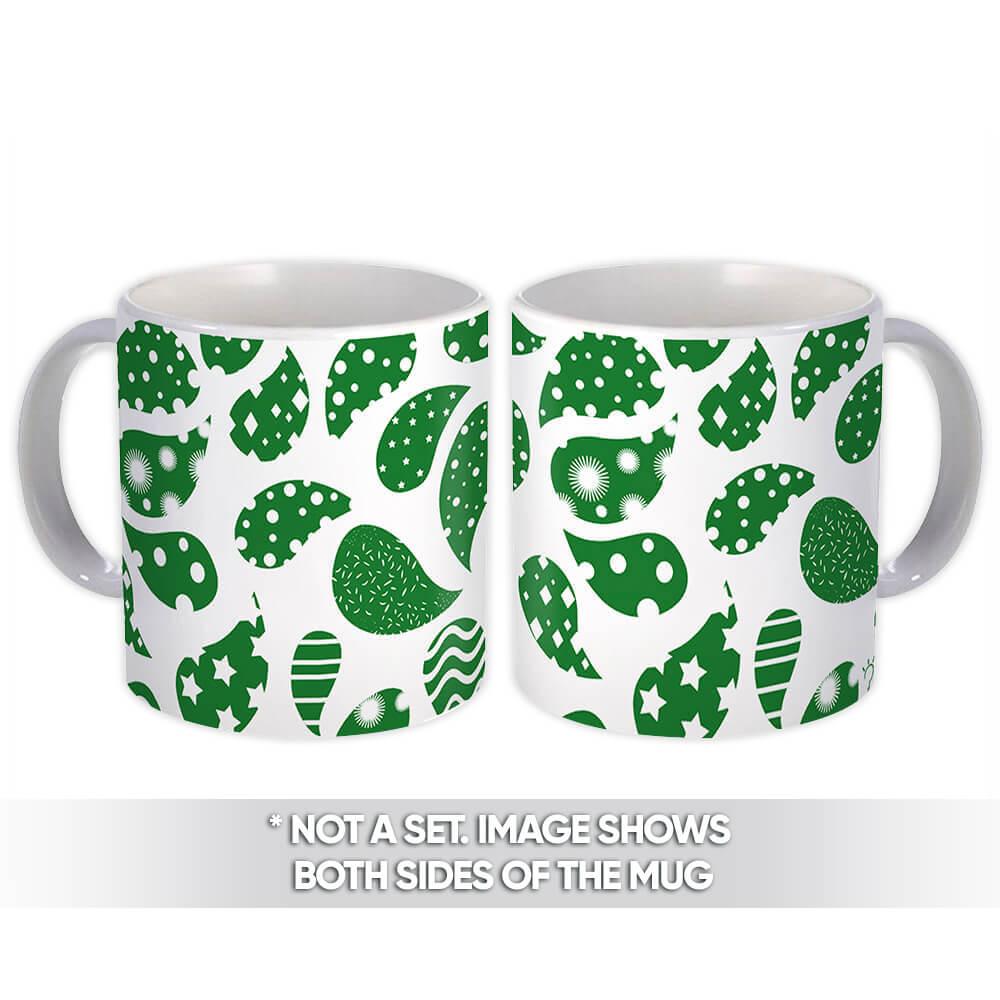 Gift Mug : Green Paisley Pattern Abstract Scandinavian Decoration