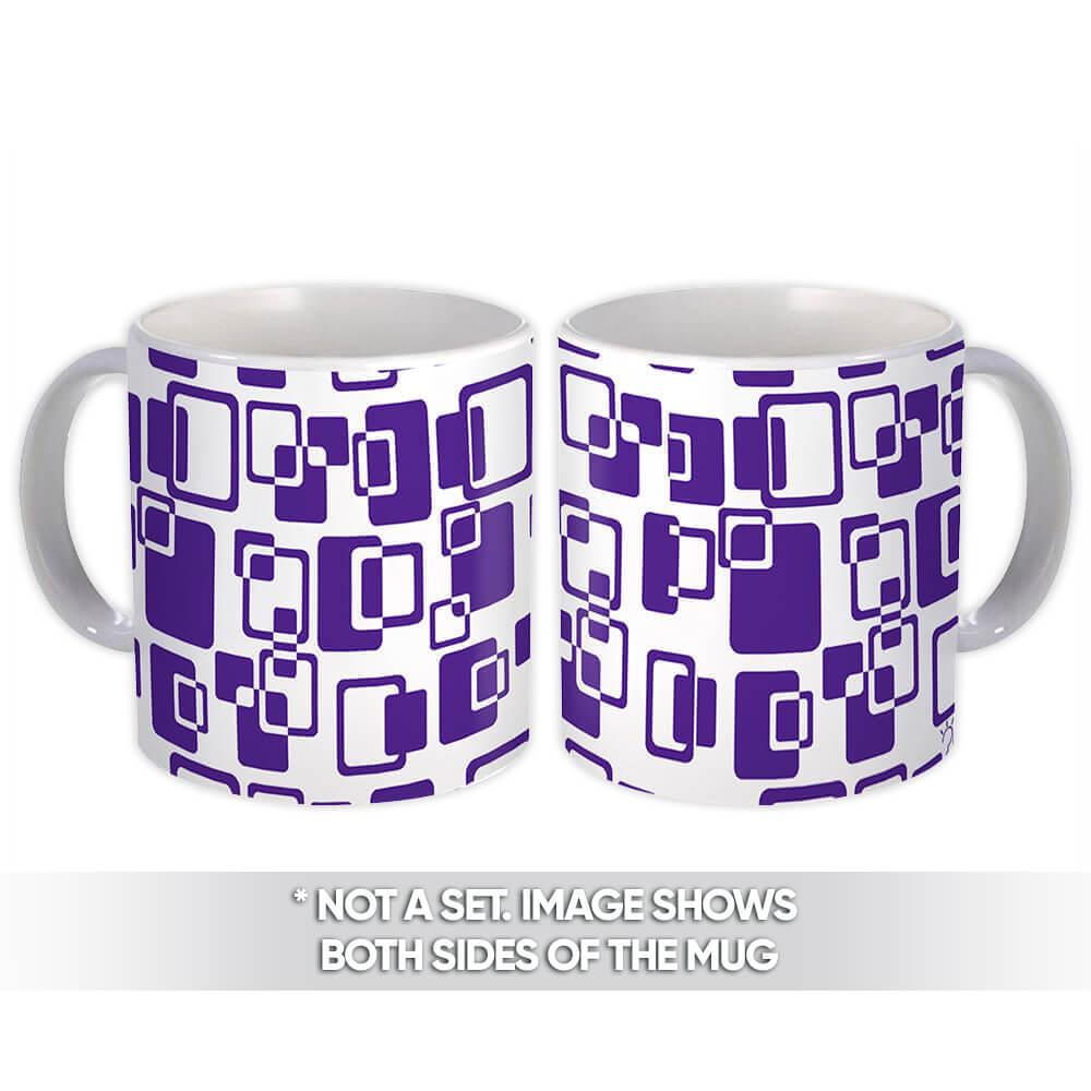 Gift Mug : Lilac Squares Pattern Abstract Scandinavian Decoration