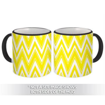 Yellow and White Chevron : Gift Mug Abstract Scandinavian Decoration