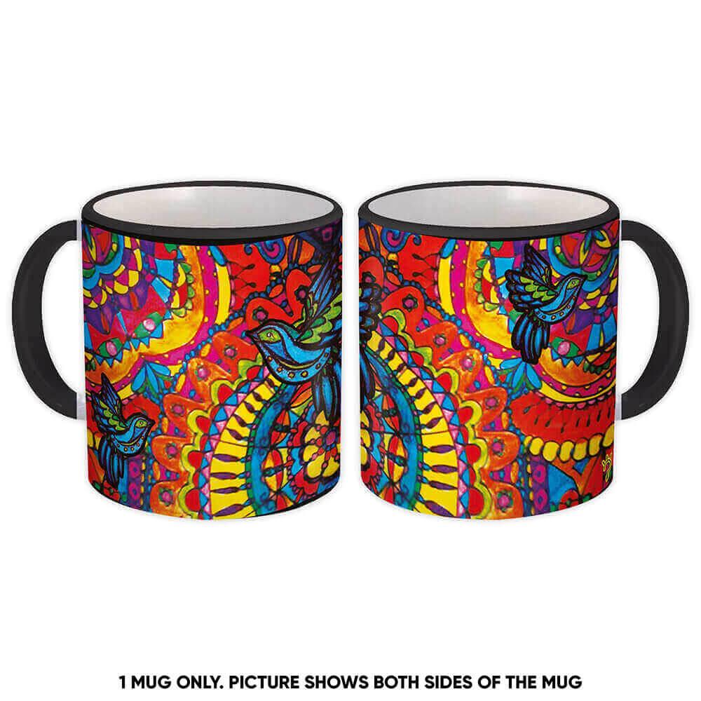 Gift Mug : Mandala Bird Esoteric Yoga Hippie Pattern Indian