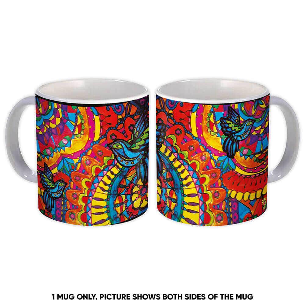 Gift Mug : Mandala Bird Esoteric Yoga Hippie Pattern Indian