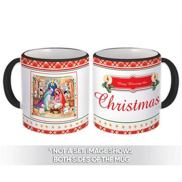 Many Blessing This Christmas : Gift Mug Catholic Holy Family Religious Saint Mary Joseph