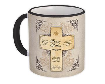 House Rules Cross : Gift Mug For New Home Housewarming Christian Religious Cute Funny