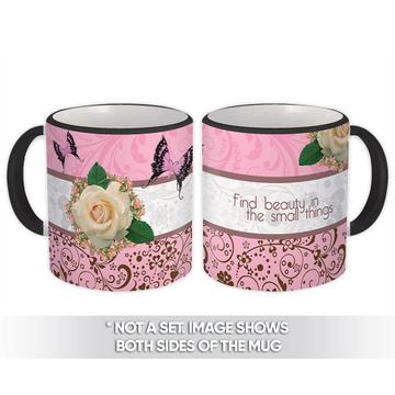 Small Things : Gift Mug Inspirational Quotes Rose Script Office Work Flower
