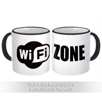 Wifi Zone : Gift Mug Icon Placard Sign Signage Internet Computer Wi-fi