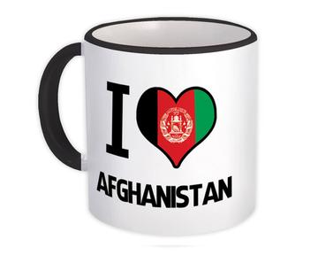 I Love Afghanistan : Gift Mug Flag Heart Country Crest Afghan Expat