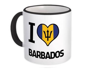 I Love Barbados : Gift Mug Flag Heart Country Crest Barbadian Expat