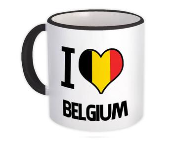 I Love Belgium : Gift Mug Flag Heart Country Crest Belgian Expat