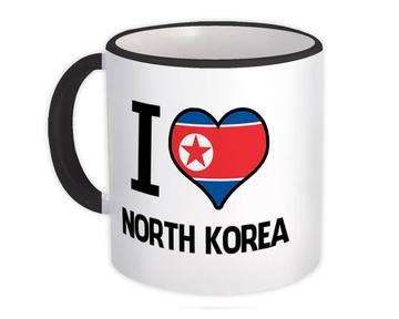 I Love North Korea : Gift Mug Flag Heart Country Crest North Korean Expat Made in USA