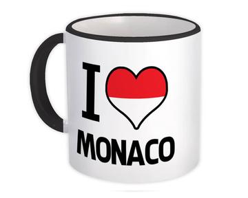 I Love Monaco : Gift Mug Flag Heart Country Crest Monegasque Expat