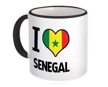 I Love Senegal : Gift Mug Flag Heart Country Crest Senegalese Expat