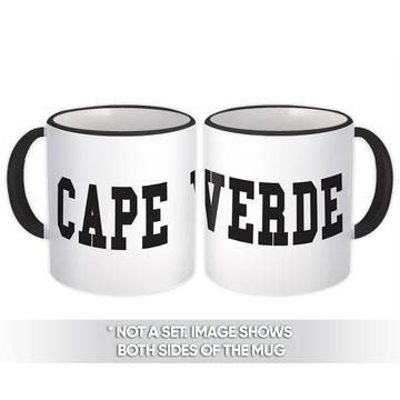Cape Verde : Gift Mug Flag College Script Calligraphy Country Cape Verdean Expat