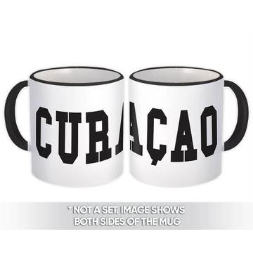 Curaçao : Gift Mug Flag College Script Calligraphy Country Expat