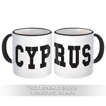 Cyprus : Gift Mug Flag College Script Calligraphy Country Cypriot Expat
