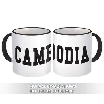 Cambodia : Gift Mug Flag College Script Calligraphy Country Cambodian Expat