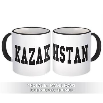 Kazakhstan : Gift Mug Flag College Script Calligraphy Country Kazakh Expat