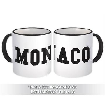 Monaco : Gift Mug Flag College Script Calligraphy Country Monegasque Expat