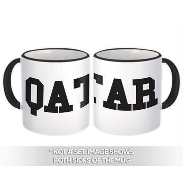 Qatar : Gift Mug Flag College Script Calligraphy Country Qatari Expat