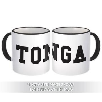 Tonga : Gift Mug Flag College Script Calligraphy Country Tongan Expat