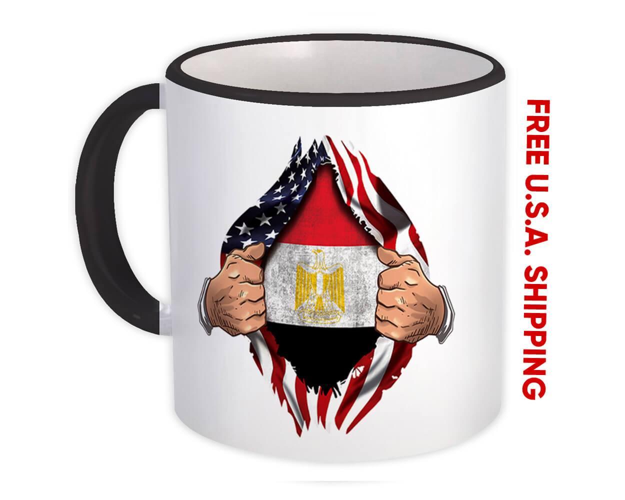 Gift Mug : Egypt Flag USA Chest American Egyptian Expat Country