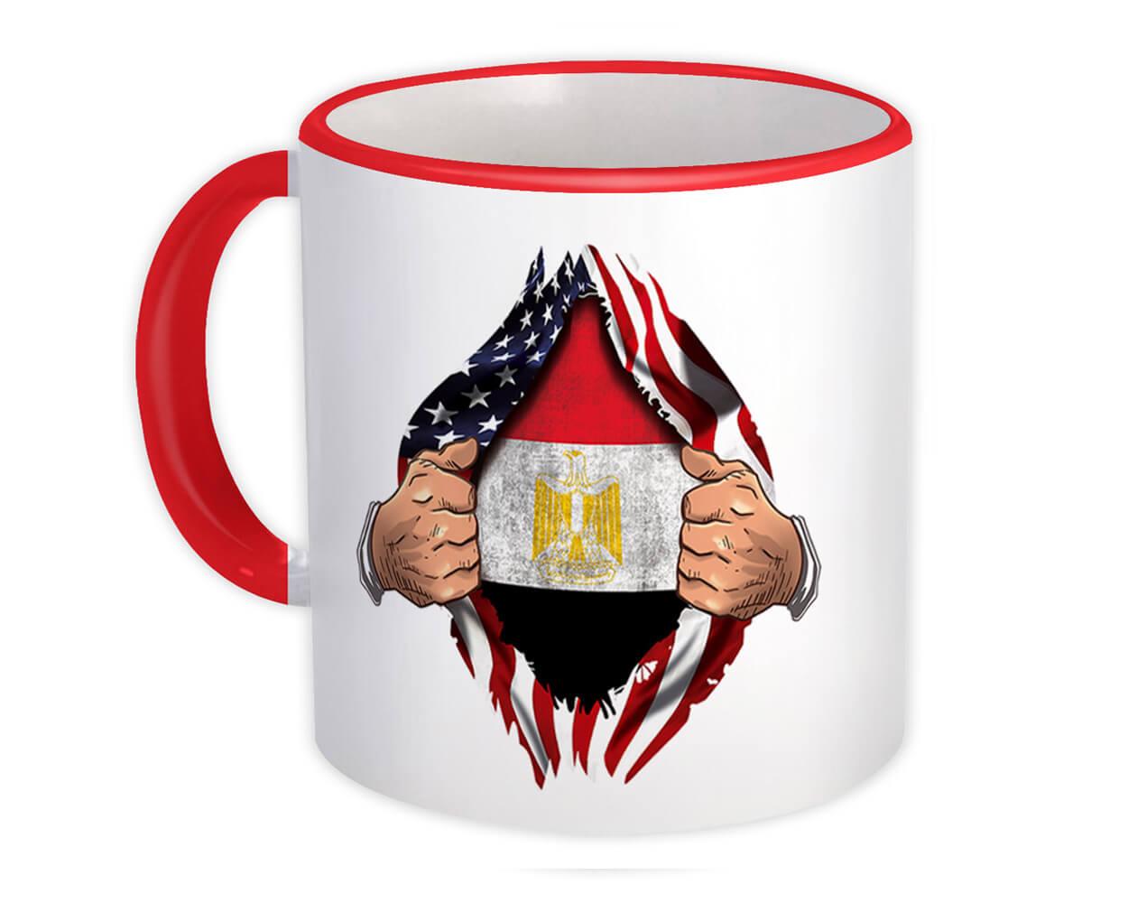 Gift Mug : Egypt Flag USA Chest American Egyptian Expat Country