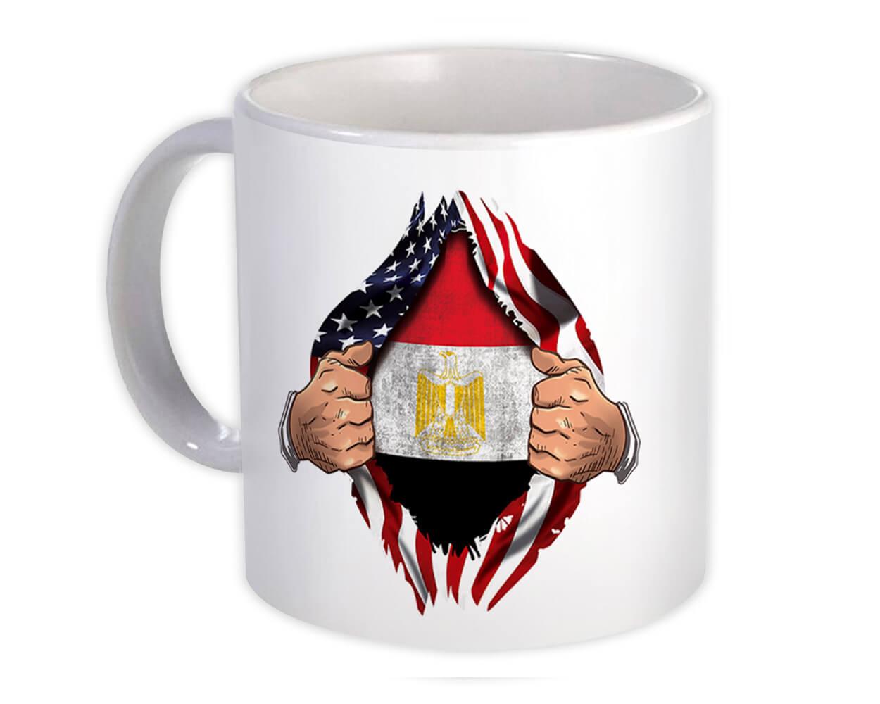 Gift Mug : Egypt Flag USA Chest American Egyptian Expat Country