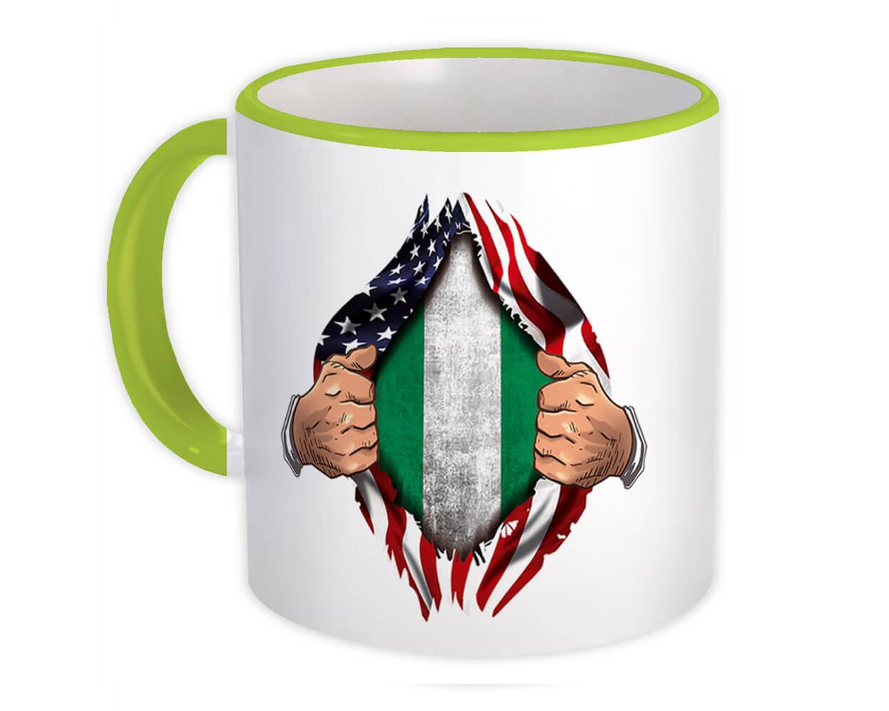 Gift Mug : Nigeria Flag USA Chest American Expat Country