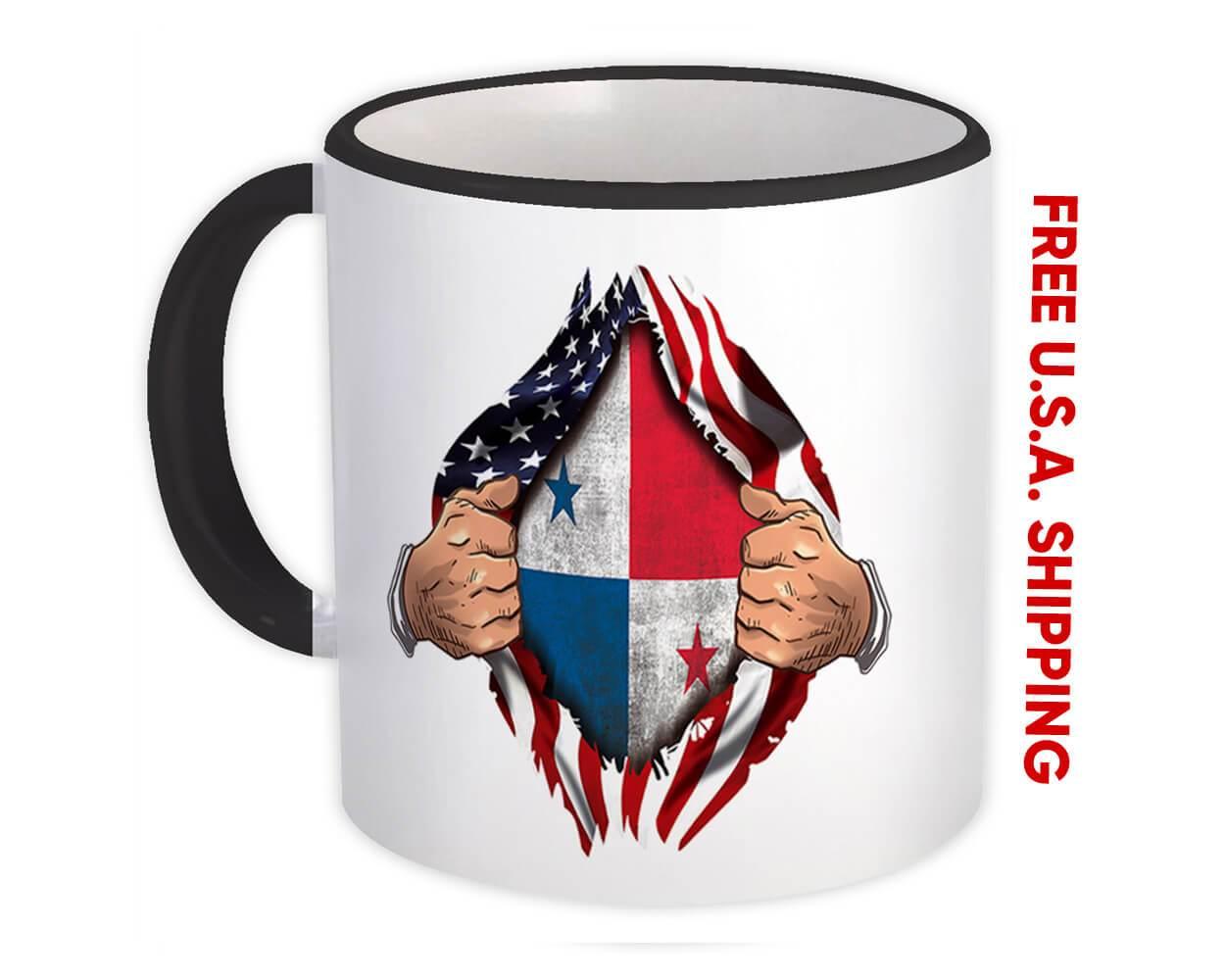 Gift Mug : Panama Flag USA Chest American Panamanian Expat Country