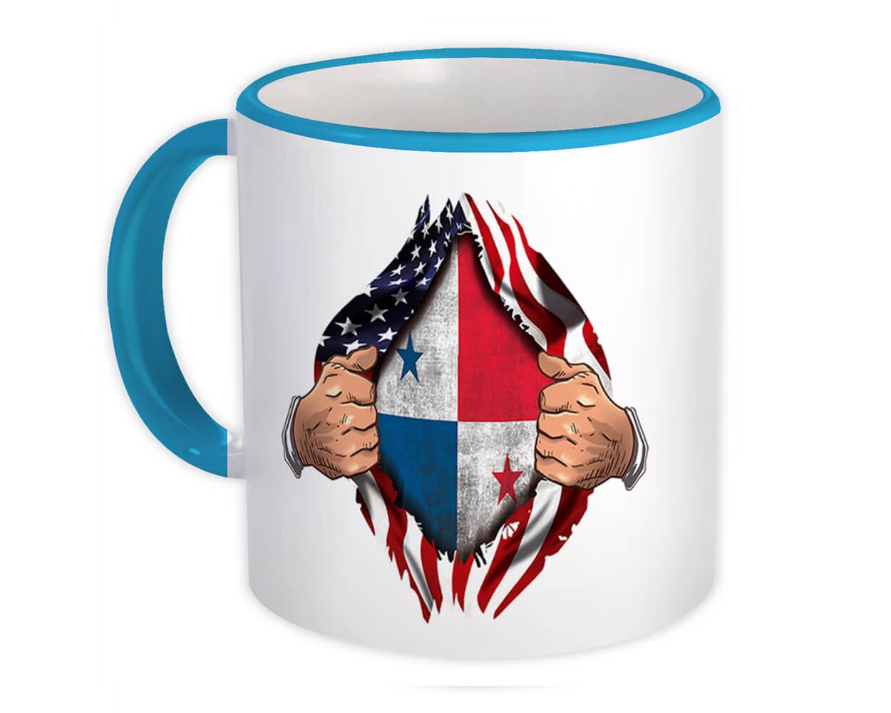 Gift Mug : Panama Flag USA Chest American Panamanian Expat Country