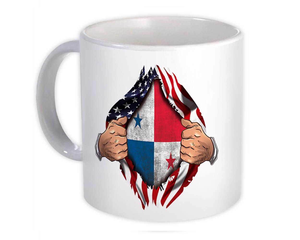 Gift Mug : Panama Flag USA Chest American Panamanian Expat Country