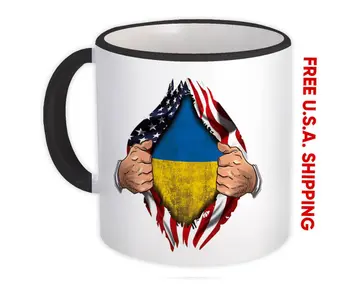 Ukraine : Gift Mug Flag USA American Chest Ukrainian Expat Country