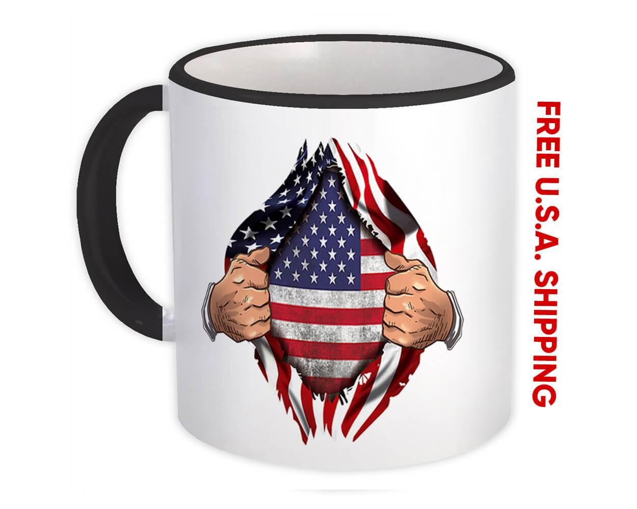 Gift Mug : United States Flag USA American Chest Expat Country