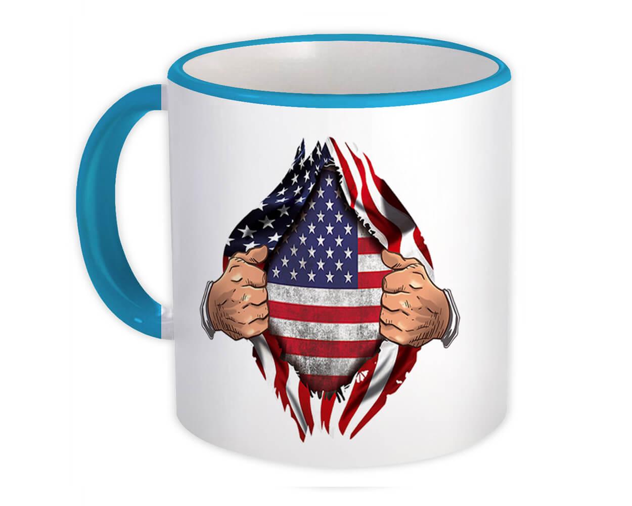 Gift Mug : United States Flag USA American Chest Expat Country