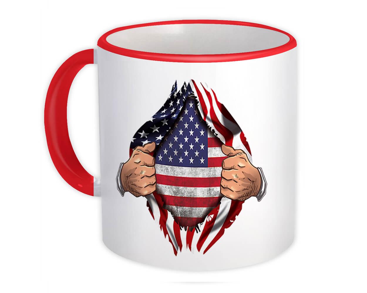 Gift Mug : United States Flag USA American Chest Expat Country