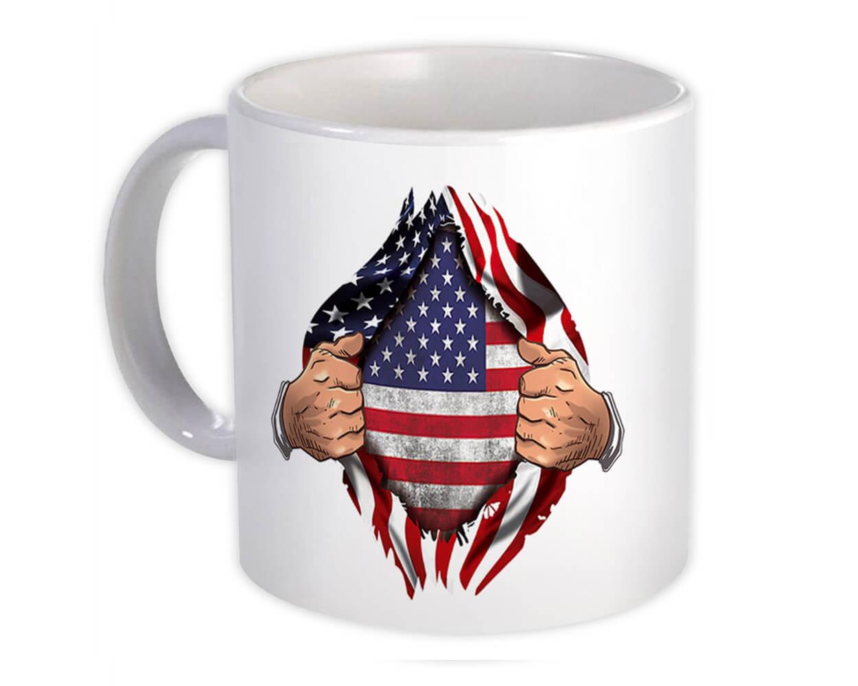 Gift Mug : United States Flag USA American Chest Expat Country