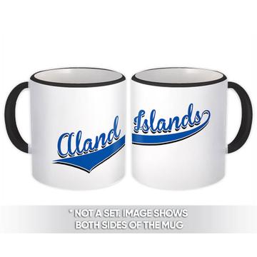 Aland Islands : Gift Mug Flag Varsity Script Baseball Beisbol Country Pride