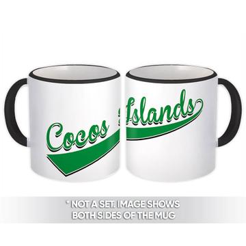 Cocos Islands : Gift Mug Flag Varsity Script Baseball Beisbol Country Pride