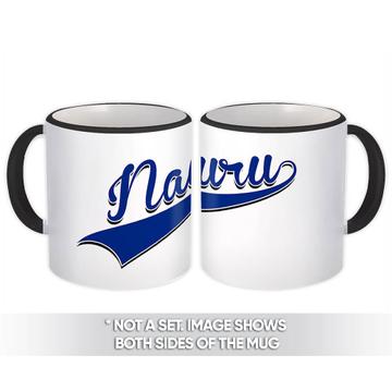 Nauru : Gift Mug Flag Varsity Script Baseball Beisbol Country Pride Nauruan