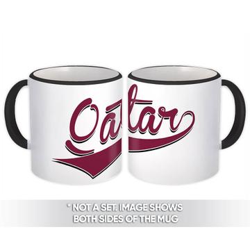 Qatar : Gift Mug Flag Varsity Script Baseball Beisbol Country Pride Qatari
