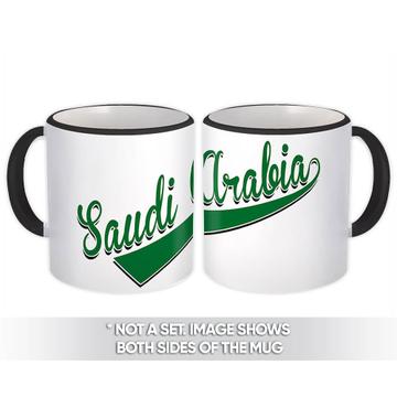 Saudi Arabia : Gift Mug Flag Varsity Script Baseball Beisbol Country Pride