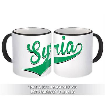 Syria : Gift Mug Flag Varsity Script Baseball Beisbol Country Pride Syrian