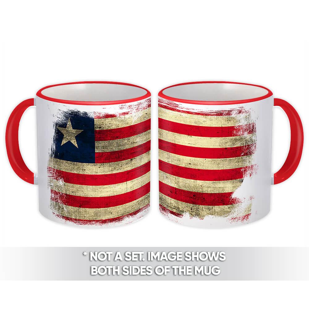 Gift Mug : Liberia Distressed Flag Vintage Liberian Expat Country