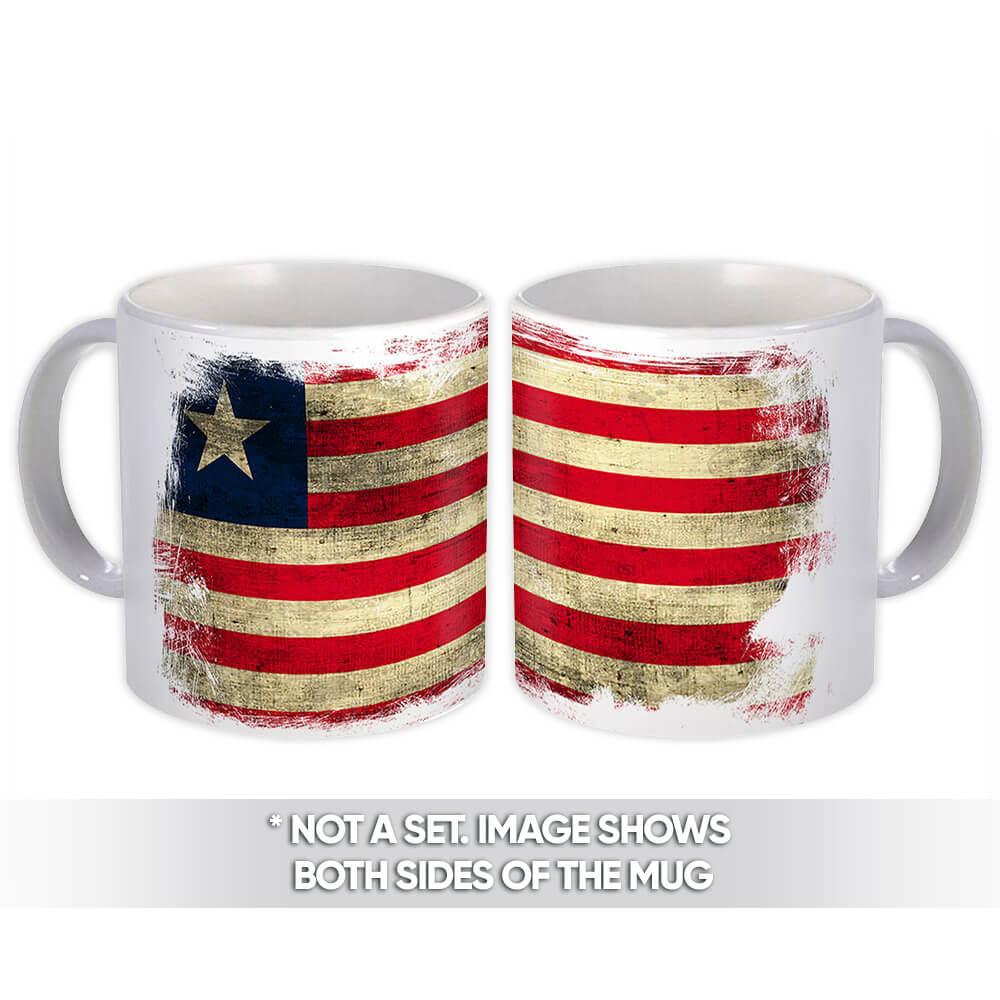 Gift Mug : Liberia Distressed Flag Vintage Liberian Expat Country