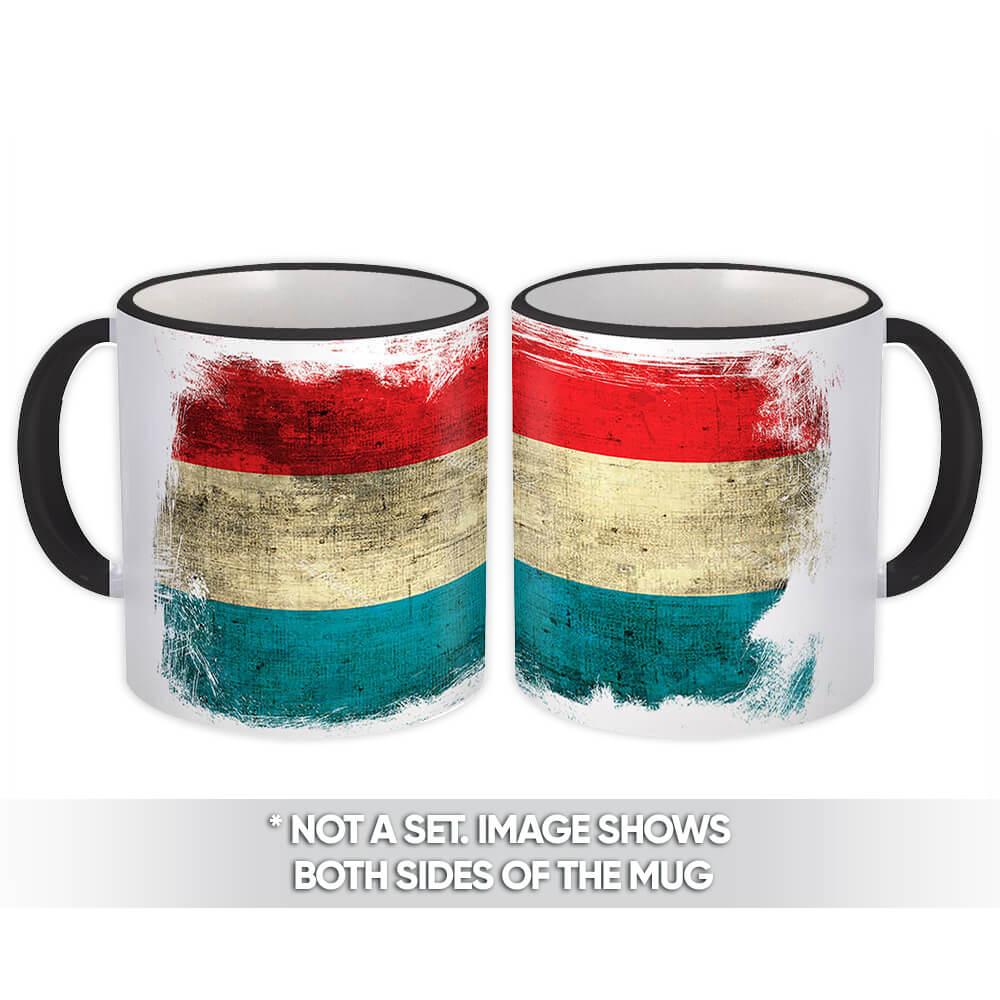 Gift Mug : Luxembourg Distressed Flag Vintage Luxembourger Expat Country