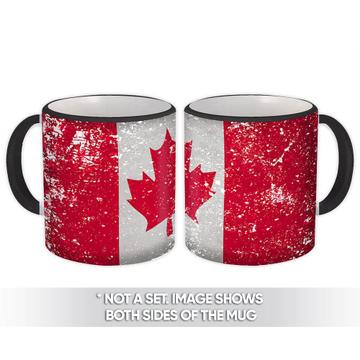Canada : Gift Mug Flag Retro Artistic Canadian Expat Country