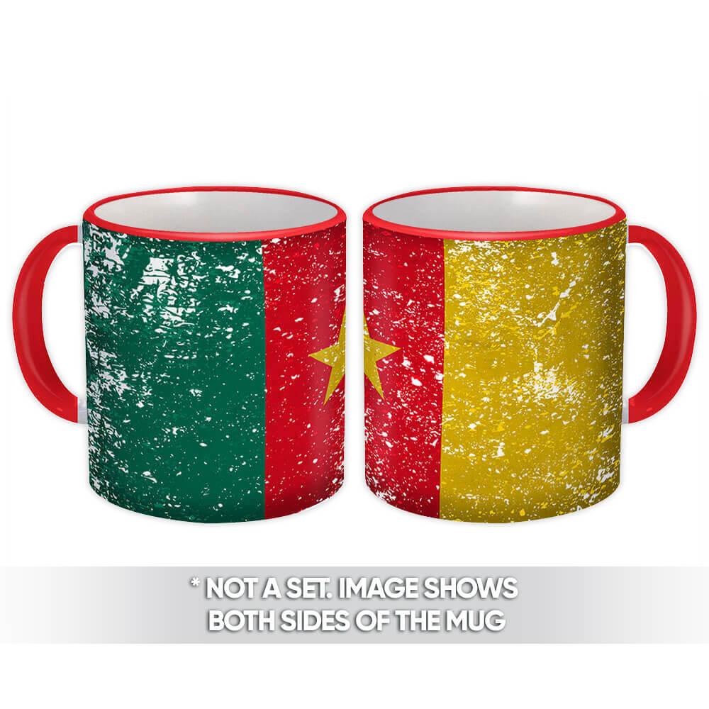 Gift Mug : Cameroon Flag Retro Artistic Cameroonian Expat Country