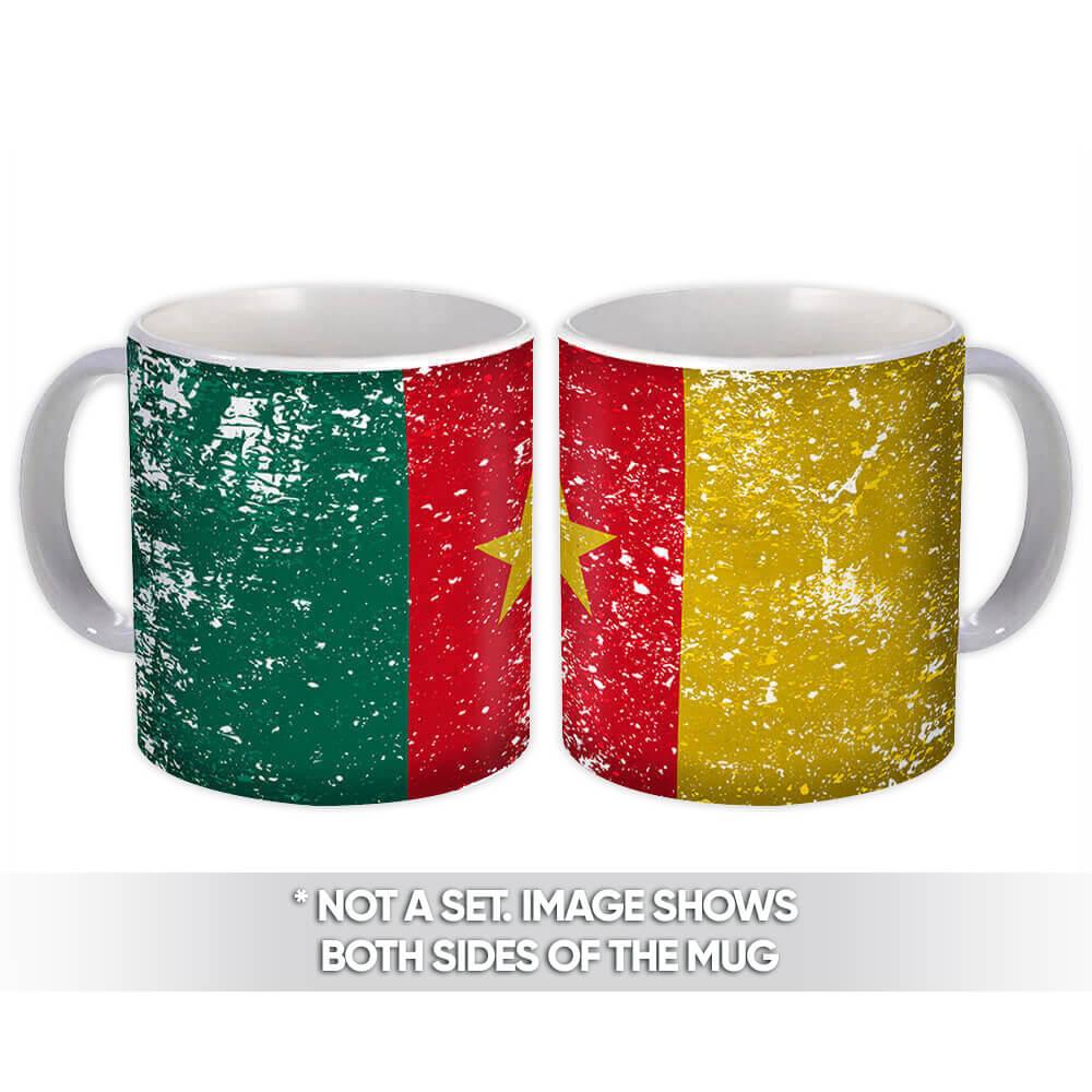 Gift Mug : Cameroon Flag Retro Artistic Cameroonian Expat Country