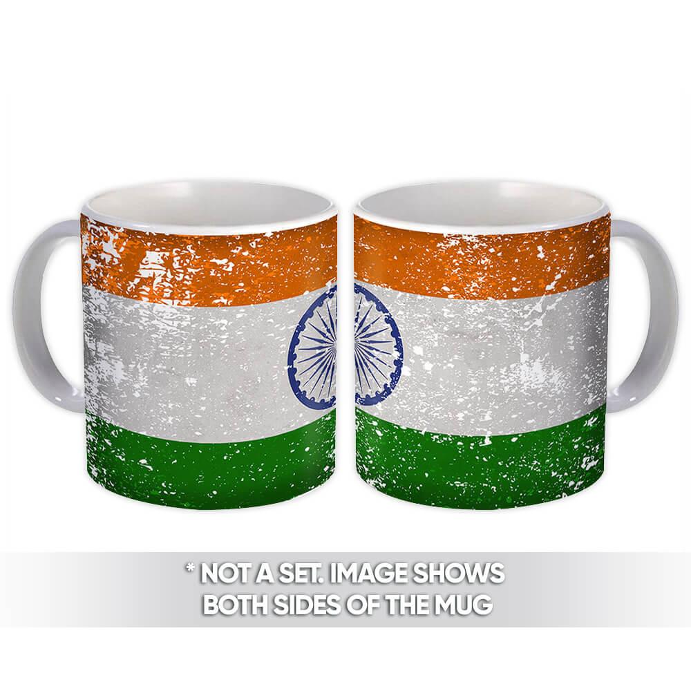 Gift Mug : India Flag Retro Artistic Indian Expat Country