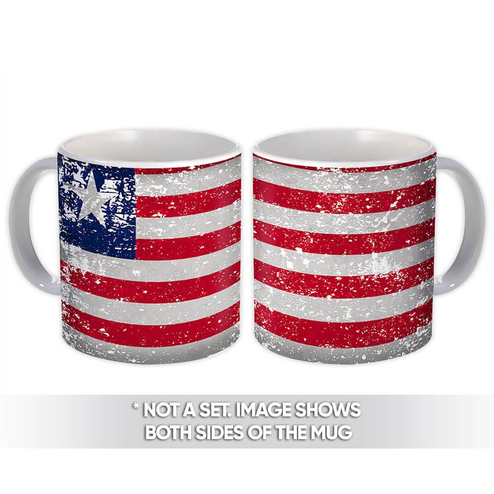 Gift Mug : Liberia Flag Retro Artistic Liberian Expat Country